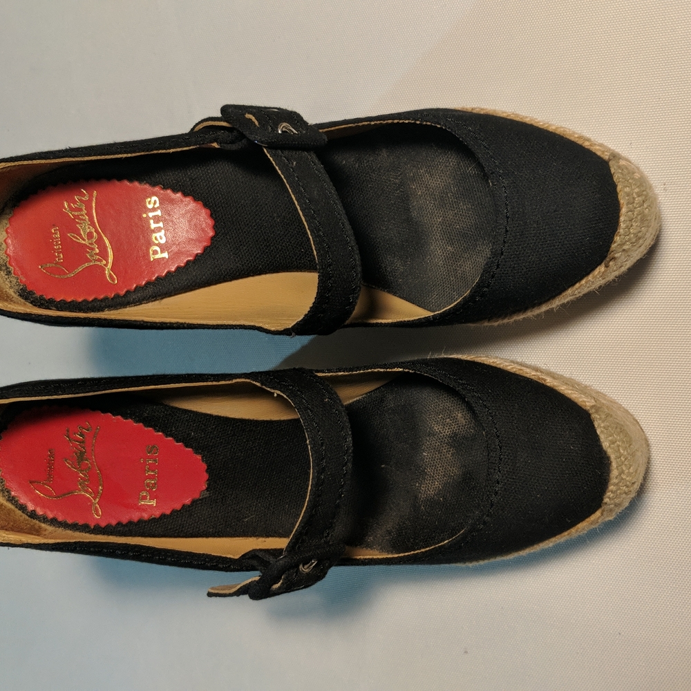 Christian Louboutin black wedge espadrilles.Size 37